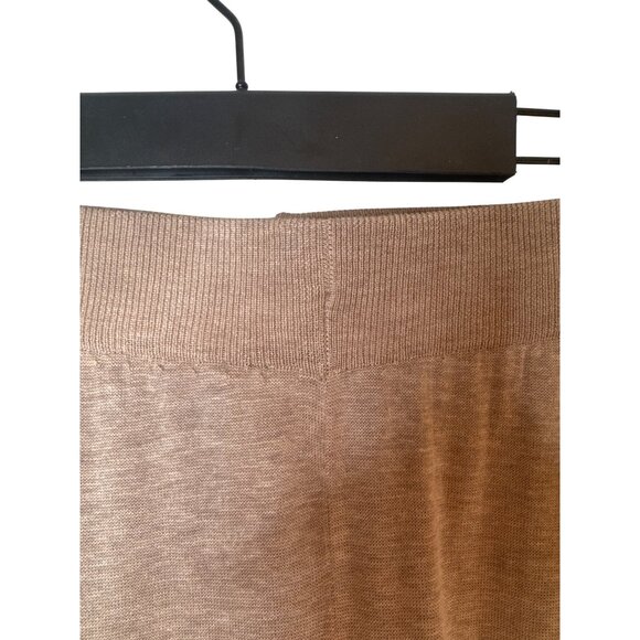 2/$30 ZARA Large Taupe Elastic Waist Wide Leg Silk Cotton Pants - Picture 10 of 14